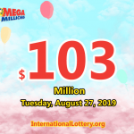 2019年8月23日的MegaMillions结果，奖金为1.03亿美元！